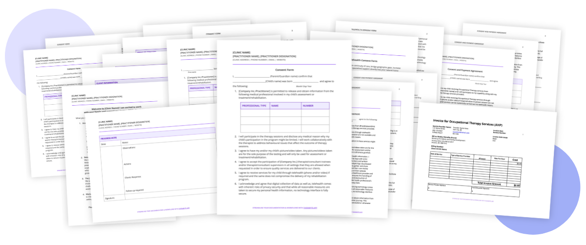 Mockup of documentation and administration templates