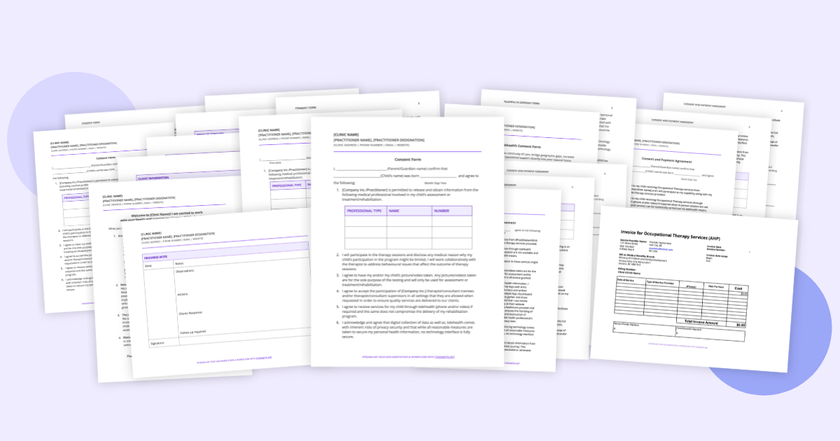 Mockup of documentation and administration templates